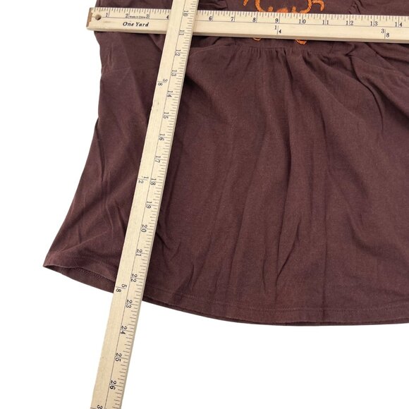 Jones Wear Jeans Brown Embroidered Floral Cotton Sleeveless Top XL Y2K - Picture 4 of 5